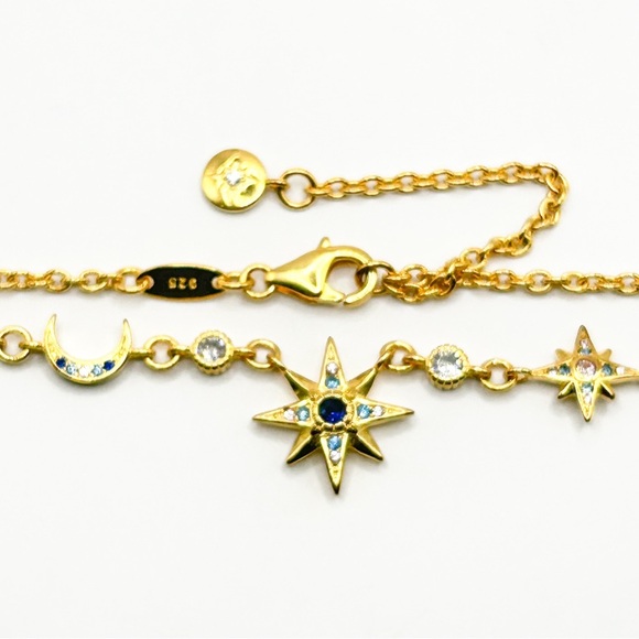 NWOT Royalty Stars Gold Link Chain Necklace, 18k gold plated Sterling silver 18” - Picture 9 of 16